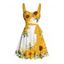 Robe de vacances à motif de feuilles de tournesol, buste froncé, ceinture, col en cœur, robe trapèze mini décontractée - Jaune L | US 8-10