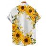 Chemise de vacances à motif de feuilles de tournesol pour homme, chemise décontractée à manches courtes et boutonnée et retroussable - Jaune 5XL
