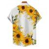 Vacation Couple Outfit Sunflower Leaf Pattern Ruched Bust Belt Sweetheart Neck Dress and Button Up Shirt Casual Matching Outfit - Jaune S | US 4