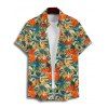 Chemise à manches retroussables et imprimé floral pour homme, chemise boutonnée à manches courtes - Vert profond 5XL