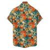 Chemise à manches retroussables et imprimé floral pour homme, chemise boutonnée à manches courtes - Vert profond 5XL