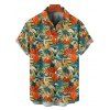 Chemise à manches retroussables et imprimé floral pour homme, chemise boutonnée à manches courtes - Vert profond 5XL