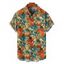 Chemise à manches retroussables et imprimé floral pour homme, chemise boutonnée à manches courtes - Vert profond 5XL
