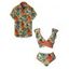 Tropical Floral Pattern Crossover Ruffle Bowknot Beach Tankini Swimsuit and Roll Up Sleeve Shirt Outfit - Vert profond S | US 4