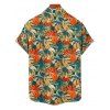 Tropical Floral Pattern Crossover Ruffle Bowknot Beach Tankini Swimsuit and Roll Up Sleeve Shirt Outfit - Vert profond S | US 4