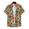 Tropical Floral Pattern Crossover Ruffle Bowknot Beach Tankini Swimsuit and Roll Up Sleeve Shirt Outfit - Vert profond S | US 4
