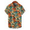 Tropical Floral Pattern Crossover Ruffle Bowknot Beach Tankini Swimsuit and Roll Up Sleeve Shirt Outfit - Vert profond S | US 4