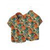 Tropical Floral Pattern Crossover Ruffle Bowknot Beach Tankini Swimsuit and Roll Up Sleeve Shirt Outfit - Vert profond S | US 4