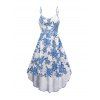 Robe d'été sans manches à bretelles spaghetti réglables et imprimé floral - Bleu clair XXL | US 14