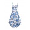 Robe d'été sans manches à bretelles spaghetti réglables et imprimé floral - Bleu clair XXL | US 14