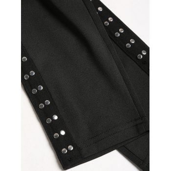 Gothic Women Outfit Celestial Sun Moon Star Skulls Pattern Butterfly Lace Surplice Tank Top and Buckle Grommet Waist Long Pants Holiday Set
