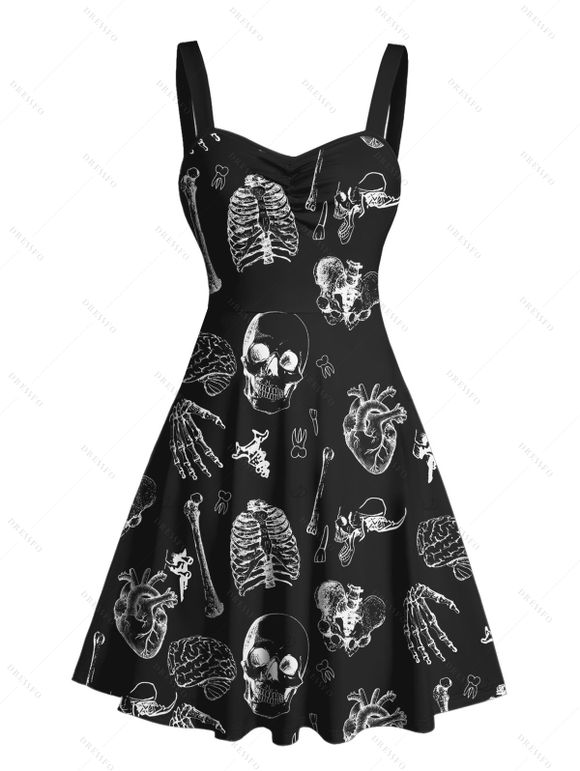 Robe gothique à col en cœur et mini robe trapèze pour Halloween - Noir XXXXXL | US 20