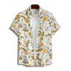 Chemise de vacances pour homme à motif de feuilles de pissenlit, boutonnée, retroussée, manches courtes, décontractée - Jaune 5XL