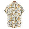 Chemise de vacances pour homme à motif de feuilles de pissenlit, boutonnée, retroussée, manches courtes, décontractée - Jaune 5XL