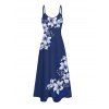 Robe de vacances décontractée à bretelles spaghetti et motif floral et feuilles de lys - Bleu profond XXL | US 14