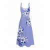 Robe de vacances décontractée à bretelles spaghetti et motif floral et feuilles de lys - Pourpre M | US 6