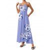 Robe de vacances décontractée à bretelles spaghetti et motif floral et feuilles de lys - Pourpre M | US 6