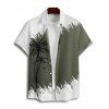 Chemise de vacances à manches courtes et boutons pour homme, décontractée, à motif cocotier, couleur contrastée - Vert profond 3XL