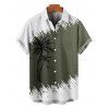 Chemise de vacances à manches courtes et boutons pour homme, décontractée, à motif cocotier, couleur contrastée - Vert profond 3XL