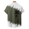 Chemise de vacances à manches courtes et boutons pour homme, décontractée, à motif cocotier, couleur contrastée - Vert profond 3XL
