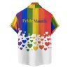 Chemise à manches courtes et boutons pour homme, motif cœur et lettres arc-en-ciel, idéale pour les vacances - multicolor 4XL