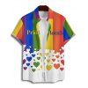 Chemise à manches courtes et boutons pour homme, motif cœur et lettres arc-en-ciel, idéale pour les vacances - multicolor 4XL