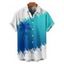 Chemise de vacances à manches courtes et boutons pour homme, décontractée, à motif cocotier, couleur contrastée - Bleu 5XL