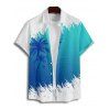 Chemise de vacances à manches courtes et boutons pour homme, décontractée, à motif cocotier, couleur contrastée - Bleu 5XL