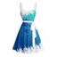 Robe de vacances à motif de cocotiers de couleur contrastée, ceinture à buste froncé, col en cœur, mini robe décontractée trapèze - Bleu XXXXXL | US 20