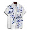 Vacation Couple Outfit Lily Floral Leaf Pattern Pocket Spaghetti Strap A Line Long Tank Dress and Button Up Shirt Casual Matching Outfit - Bleu profond S | US 4