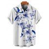 Vacation Couple Outfit Lily Floral Leaf Pattern Pocket Spaghetti Strap A Line Long Tank Dress and Button Up Shirt Casual Matching Outfit - Bleu profond S | US 4
