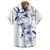 Vacation Couple Outfit Lily Floral Leaf Pattern Pocket Spaghetti Strap A Line Long Tank Dress and Button Up Shirt Casual Matching Outfit - PURPLE S | US 4