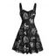 Robe gothique à col en cœur et mini robe trapèze pour Halloween - Noir XXXXXL | US 20
