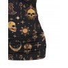 Débardeur gothique en dentelle avec motif céleste, soleil, lune, étoiles, crânes, papillons, bretelles à anneau en O, haut long - Noir XXL | US 14