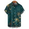Chemise vintage à manches courtes et boutons pour homme, motif soleil, étoile et lune célestes - Vert profond S