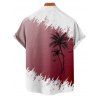 Chemise de vacances à manches courtes et boutons pour homme, décontractée, à motif cocotier, couleur contrastée - Rouge foncé 5XL