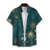 Galaxy Sun Star Print Women's Waist Knots Tie Bow Shoulder Strap Dress and Men's Button Down Shirt - Vert profond S | US 4