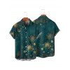Galaxy Sun Star Print Women's Waist Knots Tie Bow Shoulder Strap Dress and Men's Button Down Shirt - Vert profond S | US 4