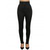 Gothic Women Outfit Celestial Sun Moon Star Skulls Pattern Butterfly Lace Surplice Tank Top and Buckle Grommet Waist Long Pants Holiday Set - Noir S | US 4