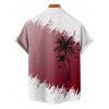 Vacation Couple Outfit Contrast Color Coconut Tree Pattern Ruched Bust Belt Dress and Button Up Shirt Casual Matching Outfit - Rouge S | US 4