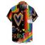 Chemise à manches courtes et boutons pour homme, motif cœur et lettres arc-en-ciel, idéale pour les vacances - Noir 5XL