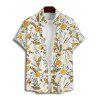 Vacation Couple Outfit Dandelion Leaf Print Colorblock Crossover Belt Plunging Neck High Waisted A Line Midi Dress and Button Up Shirt Casual Matching Outfit - Jaune S | US 4