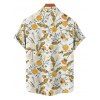 Vacation Couple Outfit Dandelion Leaf Print Colorblock Crossover Belt Plunging Neck High Waisted A Line Midi Dress and Button Up Shirt Casual Matching Outfit - Jaune S | US 4