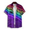 Chemise de vacances à manches courtes et boutons pour homme, motif lettres arc-en-ciel, retroussée et à motif - Concorde 5XL