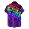 Chemise de vacances à manches courtes et boutons pour homme, motif lettres arc-en-ciel, retroussée et à motif - Concorde 5XL