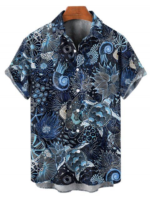 Chemise de vacances à manches courtes et boutons pour homme, motif tropical marin, pour la plage
