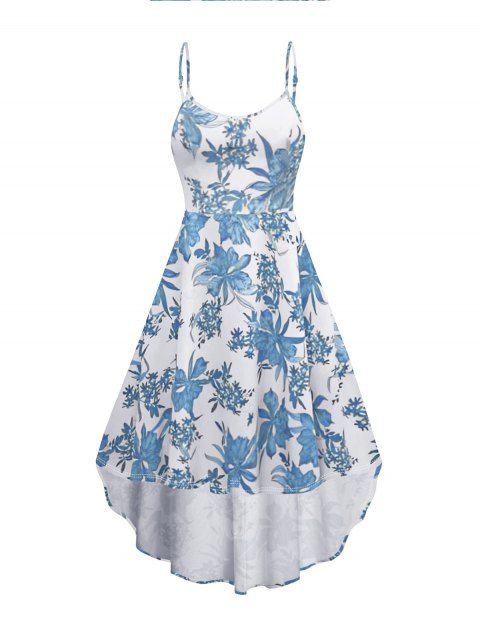 Robe d'été sans manches à bretelles spaghetti réglables et imprimé floral