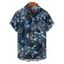 Chemise de vacances à manches courtes et boutons pour homme, motif tropical marin, pour la plage - Bleu de Minuit 5XL