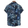 Chemise de vacances à manches courtes et boutons pour homme, motif tropical marin, pour la plage - Bleu de Minuit 5XL