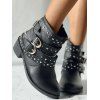 Gothic Women Outfit Contrast Color Rose Floral Pattern Monochrome Dress and Heart Pendant Lace Choker Rivet Boots Set - Noir S | US 4
